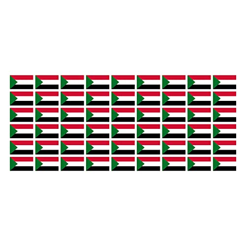 Mini Aufkleber Set - Pack glatt - 20x12mm - selbstklebender Sticker - Sudan - Flagge - Banner - Standarte fürs Auto, Büro, zu Hause und die Schule - 54 Stück von INDIGOS UG