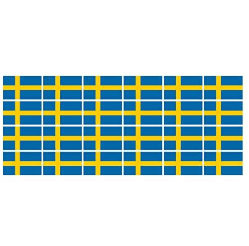 Mini Aufkleber Set - Pack glatt - 33x20mm - selbstklebender Sticker - Schweden - Flagge - Banner - Standarte fürs Auto, Büro, zu Hause und die Schule - 24 Stück von INDIGOS UG