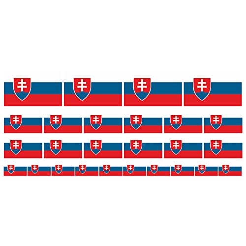 Mini Aufkleber Set - Pack glatt - 4x 51x31mm+ 12x 33x20mm + 10x 20x12mm - Slowakei - Flagge - Banner - Standarte fürs Auto, Büro, zu Hause und die Schule - Set of 26 von INDIGOS UG