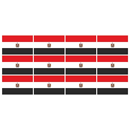 Mini Aufkleber Set - Pack glatt - 50x31mm - selbstklebender Sticker - Fahne - Ägypten - Flagge - Banner - Standarte fürs Auto, Büro, zu Hause und die Schule - 12 Stück von INDIGOS UG