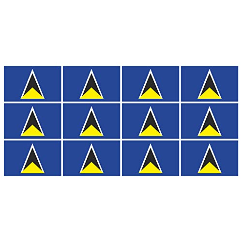 Mini Aufkleber Set - Pack glatt - 50x31mm - selbstklebender Sticker - St Lucia - Flagge - Banner - Standarte fürs Auto, Büro, zu Hause und die Schule - 12 Stück von INDIGOS UG