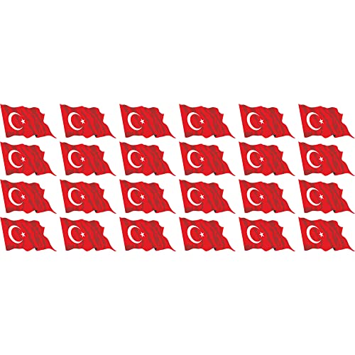 Mini Aufkleber Set - Pack wehend - 33x20mm - selbstklebender Sticker - Türkei - Flagge - Banner - Standarte fürs Auto, Büro, zu Hause und die Schule - 24 Stück von INDIGOS UG