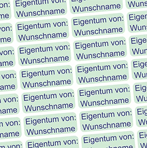 Namensaufkleber - für Altenheim Krankenhaus & Pflegeheim - Eigentum von: - 2 Größen - Namensetiketten personalisiert für Eigentum Möbel Bücher Gehstock Gegenstände Hausschuhe Brillenetui - mint von INDIGOS UG