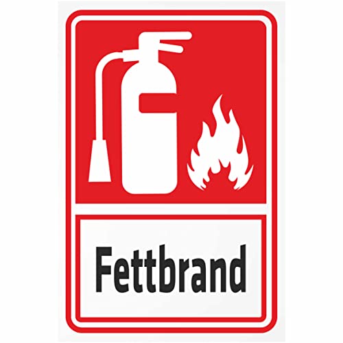 INDIGOS UG - Alu - Dibond Schilder 3mm - Sicherheit - Feuerlöscher Fettbrand - Kombi - 200x150 mm - Hotel, Firma, Schutz, KITA, Arzt, Praxis, Wohnung von INDIGOS