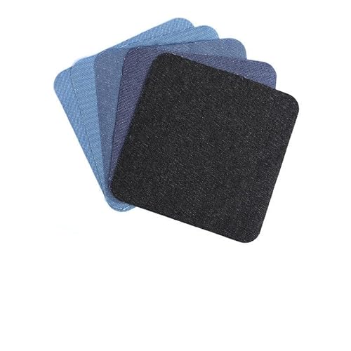 INF 5er-Pack Reparaturflicken zum Aufbügeln Jeansstoff verschiedenen Blautönen Jean-Flicken Reparatur-Dekorationsset 12,5 x 12,5 cm von INF