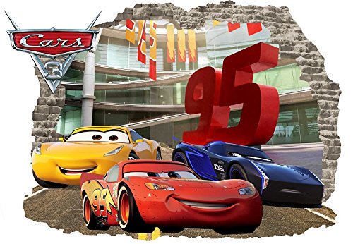 INFANS Wand Kinder Aufkleber Auto 3D Aufkleber Decor Disney Cars Raum Hot Großhandel von Crafts Lehrer Viel Geburtstag Vinyl Aufkleber Wandbild McQueen Größe 57 cm x 80 cm von INFANS