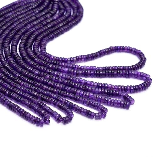 AAA+ Amethyst 4mm-5mm glatte Heishi-Perlen | Edelstein-Reifen-Rondelle 16-Zoll-Strang | Afrikanische Amethyst-Halbedelstein-Abstandsperlen von INFINITY GEMS