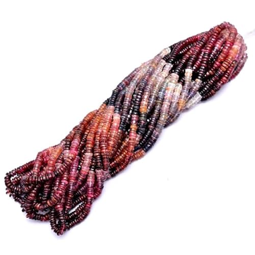 Multi-Spinell-Edelstein, 4 mm – 5 mm, Heishi-Perlen | 16"-Strang | Natürlicher, seltener Multi-Spinell-Halbedelstein, Reifen-Rondelle/Münzperlen für Schmuck von INFINITY GEMS