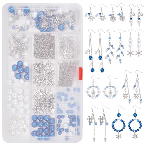 INFUNLY 1 Box Mit 10 Paaren DIY Set Zum Basteln von Winter Ohrringen Blaues Set Mit Schneeflocken Ohrringen Set Mit Kristallklaren Weihnachts Ohrhängern 10 Stile Schneeflocken Anhänger Für Frauen Erwa von INFUNLY