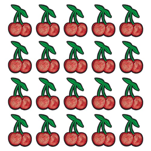INFUNLY 20 Stück Kirsch-Pailletten-Aufnäher Zum Aufbügeln, Bunte Rote Pailletten-Applikationen, Glitzernde Bestickte Flicken, Pailletten-Stoffflicken Für Kleidung, Jeans, Jacken, Handtaschen, Schuhe, INFUNLY 20 Stück Kirsch-Pailletten-Aufnäher Zum Aufbügeln, Bunte Rote Pailletten-Applikationen, Glitzernde Bestickte Flicken, Pailletten-Stoffflicken Für Kleidung, Jeans, Jacken, Handtaschen, Schuhe, von INFUNLY