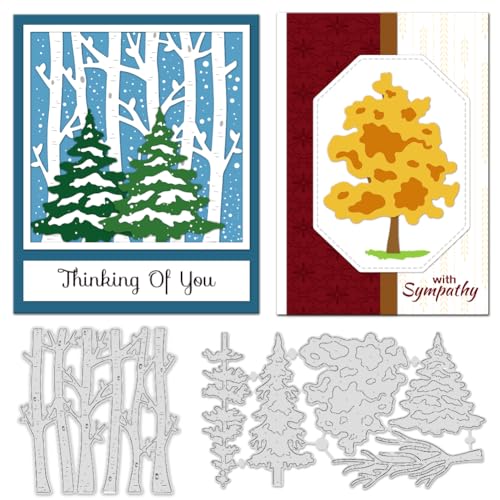 INFUNLY 5 Stück Weihnachtsbaum Stanzformen Zum Basteln von Karten Kiefernbaum Metallstanzungen Baumzweig Stamm Stanzformen Geschichtete Bäume Zeder Prägeschablonen für Heimwerker Scrapbooking Alben von INFUNLY