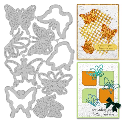 INFUNLY 9 Stück 3D Schmetterlings Stanzformen Zum Basteln von Karten Schmetterlinge Hohle Metall Stanzformen Schmetterlingsrahmen Stanzform Schmetterlings Prägeschablonen Vorlage Für DIY Scrapbooking von INFUNLY