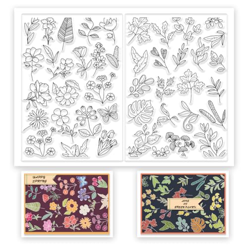 INFUNLY Blumenstempel Für Die Kartenherstellung 8.3x11.7 Ahornblatt-Gummi Transparenter Stempel Floraler Silikonstempel Pflanze Transparente Stempel Für DIY Scrapbooking Geburtstag Weihnachten Karte von INFUNLY