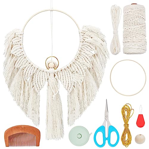 INFUNLY DIY Makramee Kit Engelsflügel Boho Makramee Engel Wandteppich DIY Weihnachten Makramee Kits für Erwachsene Anfänger Makramee Gewebte Wandbehänge mit Anleitungsvideo für Hochzeit Büro von INFUNLY