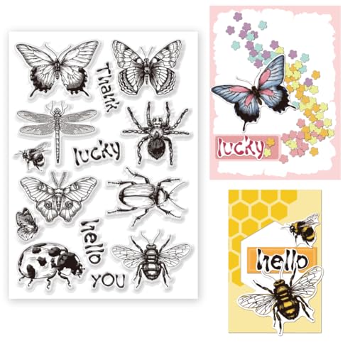 INFUNLY Insekten-Klarstempel Zum Basteln von Karten Größe A4 Schmetterlings-Gummistempel Motte Biene Silikonstempel Tier-Transparente Siegelstempel Für Die Gestaltung von Urlaubskarten DIY-Scrapbookin von INFUNLY