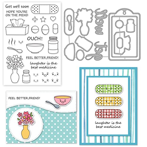 INFUNLY Motivierende Word Clear Stamps and Dies Set Smile Face Transparent Silikon Stempel Stanzform für Kartenherstellung DIY Handwerk Scrapbooking Grußkarte Dekor von INFUNLY