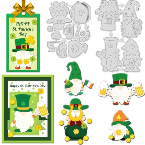 INFUNLY St. Patrick's Day Zwerge Stanzformen für Kartenherstellung, Weihnachtswichtel, niedliche Weihnachtsmann-Stanzformen, Prägeschablonen für DIY, Scrapbooking, Fotoalbum, Dekoration, von INFUNLY