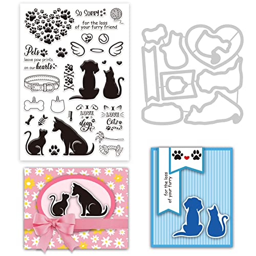 INFUNLY Stempel Stanzformen Für Die Kartenherstellung Tier Metall Stanzform Stempel Katze Hund Silikon Klare Stempel Stanzformen Sets Scrapbooking Prägeschablone Für DIY Scrapbooking Kunsthandwerk von INFUNLY