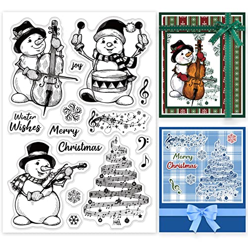 INFUNLY Weihnachten Schneemann Klare Stempel Frohe Weihnachten Wörter Silikonstempel Winter Schneeflocke Musik Transparente Gummistempel Siegel Für Kartenherstellung Fotoalbum Dekorationen von INFUNLY