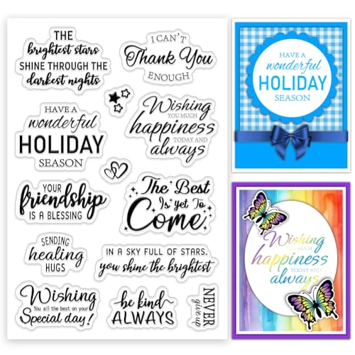 INFUNLY Wörter Clear Stamps 6.3"X4.3" Sentimentale Worte Clear Stamps Für Kartenbasteln Gruß Silikon Transparente Stempel Für Weihnachtsdekoration DIY Scrapbooking Fotoalbum von INFUNLY