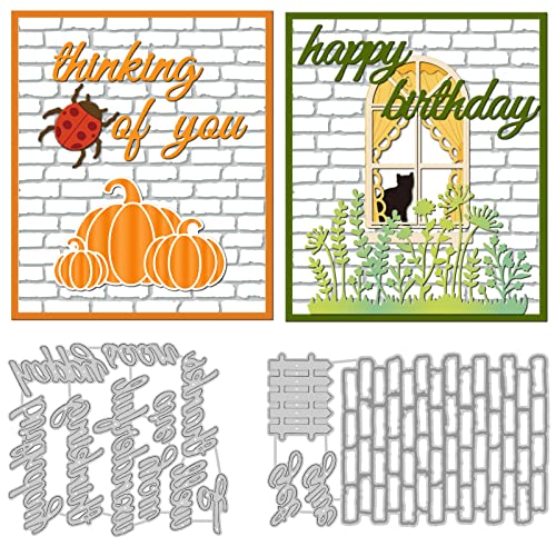 INFUNLY Wort Gestanzte Backsteinmauer Hintergrund Stanzformen Alles Gute Zum Geburtstag Gestanzt Für Weihnachtskartenherstellung Für Scrapbooking Tagebuch Weihnachtsalbum Dekor von INFUNLY