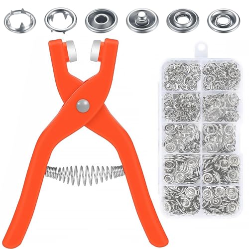 INGJIA 100 Pcs Druckknöpfe mit Zange, Metall Druckknopf Set mit Feste Knöpfe Werkzeug, Druckknöpfe Ohne Nähen 200sets für DIY Basteln Kinderbekleidung,Kleidung Taschen, Handgemaakt, 9.5 mm von INGJIA