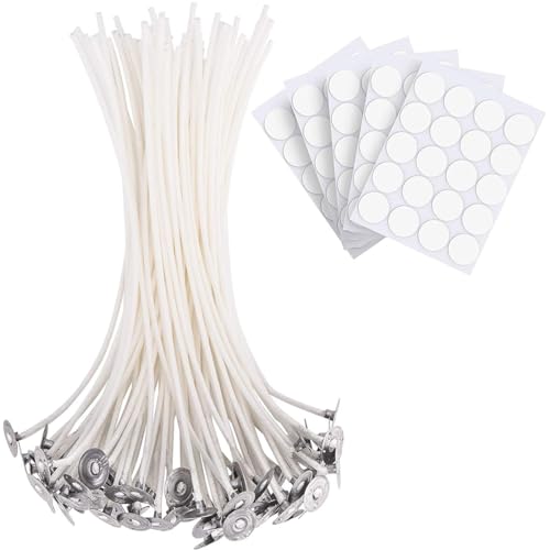 INGJIA 100Pcs kerzendochte für Kerzen 10cm für Kerzen Cotton Candle Wick für die Kerzenherstellung Candle DIY mit 100 doppelseitig klebend von INGJIA