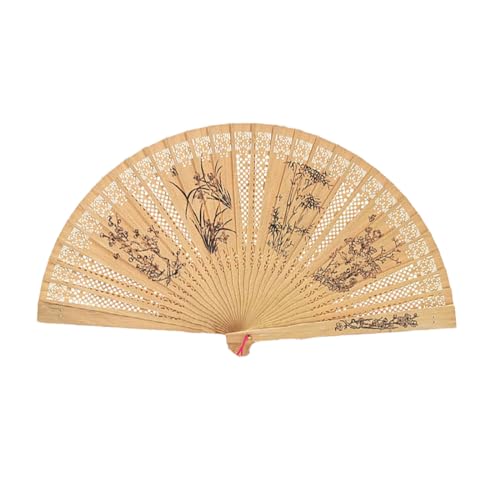 INGJIA Sandelholz-Faltfächer 1 Stück – Chinesischer/Japanischer Handfächer Im Retro-Stil Für Frauen Und Mädchen, Faltbarer Handfächer Für Hochzeitstanzparty(einzelner Ventilator) von INGJIA