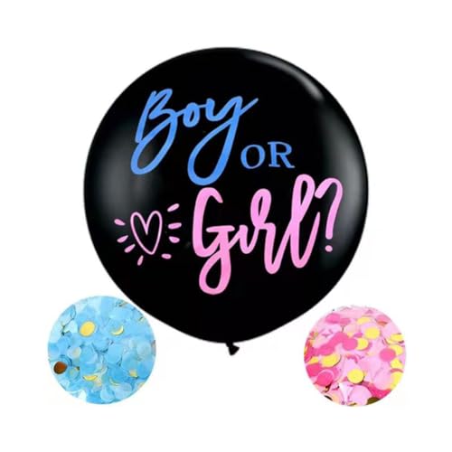 INGJIA XXL Gender Reveal Ballon 90cm | LuftballonBoy or Girl 36 Zoll Ballon Rosa Blau Konfetti Füllung | Baby Geschlecht verkünden | Gender Reveal Party | Dekoration Baby Party Babyshower von INGJIA