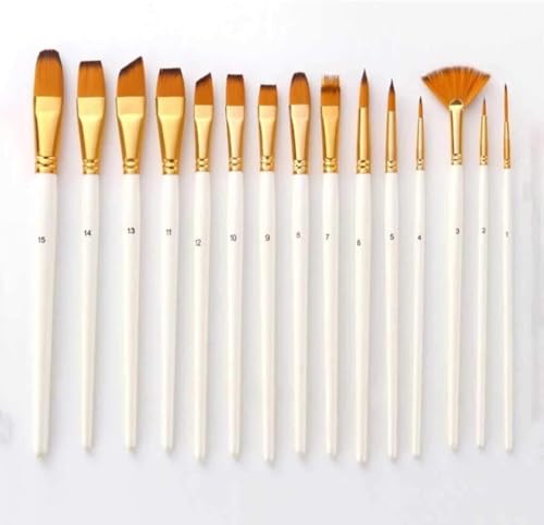 ININOSNP Abwaschbares Pinselset 15 PCS Nylon Wolle Künstler Pinsel Palette Schwamm Set mit Aufbewahrungskoffer Aquarell Acryl Öl Kunstbedarf von ININOSNP