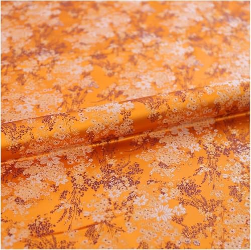 ININOSNP Bestickter Brokat-Satinstoff mit Blumenmuster, Schneiderstoff for Nähen, Basteln, Kleidungsstücken, Kissen(Orange,3m) von ININOSNP