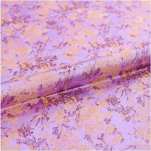 ININOSNP Bestickter Brokat-Satinstoff mit Blumenmuster, Schneiderstoff for Nähen, Basteln, Kleidungsstücken, Kissen(Purple,3m) von ININOSNP