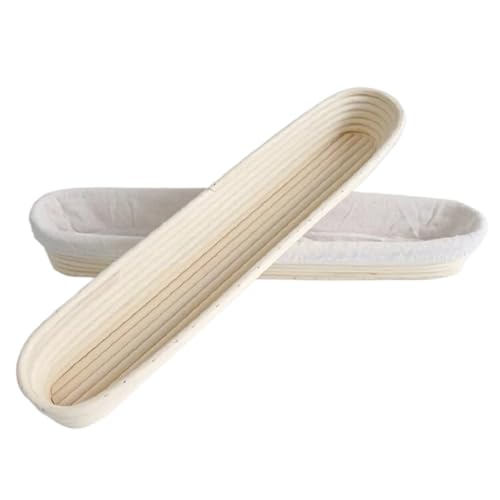 Brot Sauerteig Korb 2 Stück rechteckiger, langer Brot-Teig-Gärkörbchen, Rattan-Webkörbchen mit Futterstoff, Laib-Gärkorb Für Das Aufgehen Von Brot(38x9x6cm) von INIULLUV