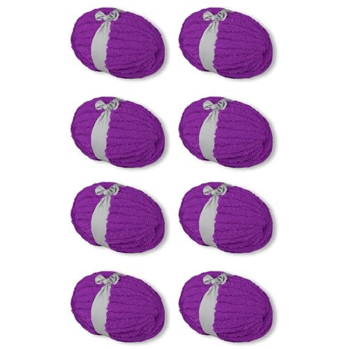 Violettes grobes Garn, weiches, dickes, flauschiges Jumbo-Chenille-Garn für luxuriöse Decken, Überwurf, Heimdekoration – für Armstrick-, Häkel- und Strickprojekte (8er-Pack/2 kg, 260 m) von INNDUN