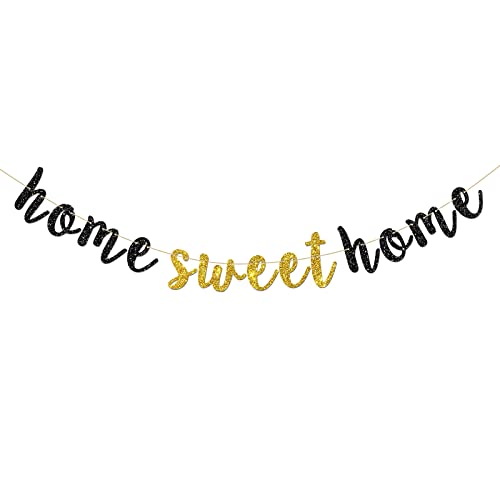 Home Sweet Home Glitzer-Banner – Welcome Home Schild für Einweihung, Militär, Familie, Party-Dekoration, Schwarz von INNORU