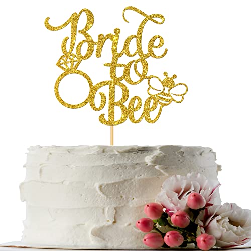 INNORU Bride to bee Cake Topper, Bumble Bee Themed Wedding Party Supplies, Bridal Shower Party, Hen Party Decoration Supplies, Gold Glitter von INNORU