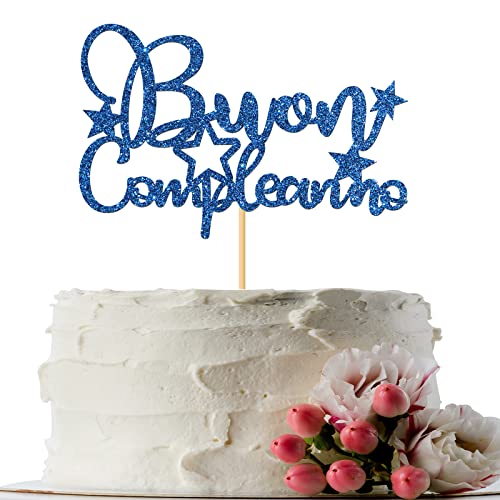 INNORU Buon Compleanno Tortenaufsatz, Happy Birthday Cake Topper, Italienisches Thema Geburtstag Party Dekorationen Supplies, Marineblau Glitter von INNORU