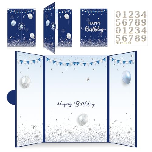 INNORU Großes Geburtstags-Gästebuch, Geburtstagsparty-Unterschriftstafel für alle Altersgruppen, Happy Birthday Alternative Signature Supplies Blau von INNORU