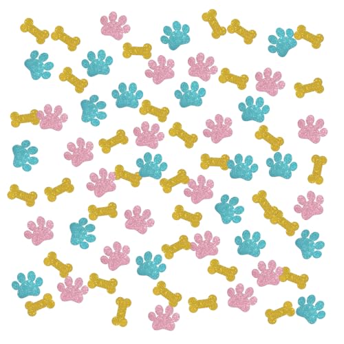 INNORU Hundekonfetti Glitzer, Haustier Geburtstag Konfetti Baby Shower Welpe Geburtstag Party Willkommen Hund Jungen Mädchen Geburtstag Party Tischdekorationen Papier Streuung, 120pcs von INNORU