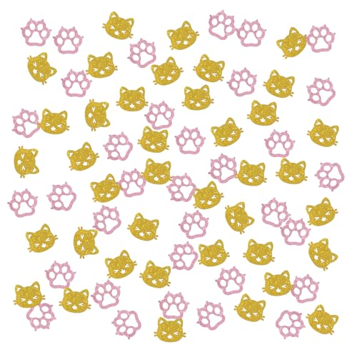 INNORU Katzenkonfetti Glitzer, Haustier Geburtstag Konfetti Baby Shower Kätzchen Geburtstag Party Willkommen Katze Mädchen Geburtstag Party Tischdekorationen Papier Streuung, 120pcs von INNORU