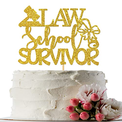 INNORU Law School Survivor Cake Topper, Congrats Lawyer Cake Decor, High School Law School Graduation Party Dekorationen, Gold Glitter von INNORU