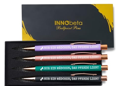 INNObeta Pferde Geschenke für Mädchen, 4er Set Kugelschreiber, Geschenkideen für Pferdeliebhaber zum Geburtstag, Weihnachten von INNObeta