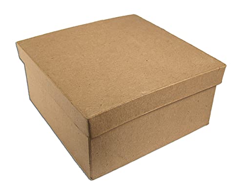 INNSPIRO Quadratische Pappmaché-Box, 8 x 8 x 4 cm, zum Basteln, für kreative Aktivitäten und Geschenke, zum Personalisieren und Dekorieren. von INNSPIRO