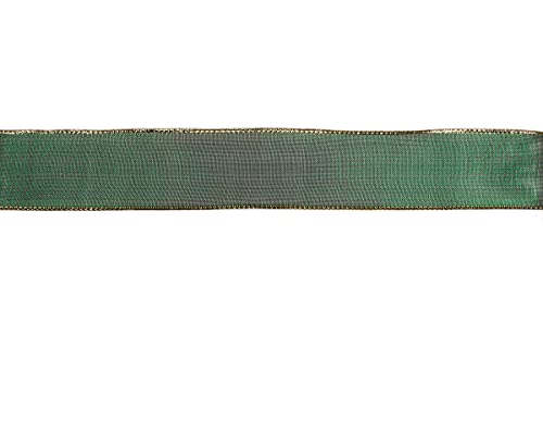 Dekoratives Band, grünes Netzgewebe, goldfarben, 4 cm x 10 m. von INNSPIRO