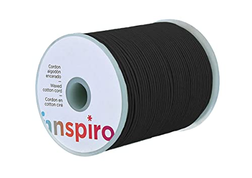 INNSPIRO 260411 3mm Gewachst Baumwollschnur, Fein, Schwarz, 50m Länge von INNSPIRO