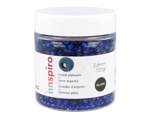 INNSPIRO Runder Glasstein Silber Marineblau 3,8 mm 6/0 120 g von INNSPIRO