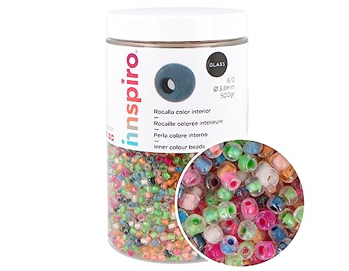 INNSPIRO Runder Glasstein innen verschiedene Farben 3,8 mm. 6/0 500 g. von INNSPIRO