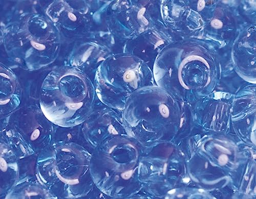 Japanische Magatama-Perlen, transparent, Blau, 3 mm, 100 g. von Toho