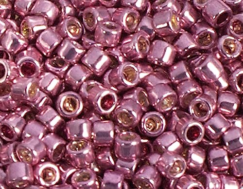 Japanische Perlen Zylinder Schatz, verzinkt, Rosa, 3,3 mm, 8/0, 100 g. von Toho