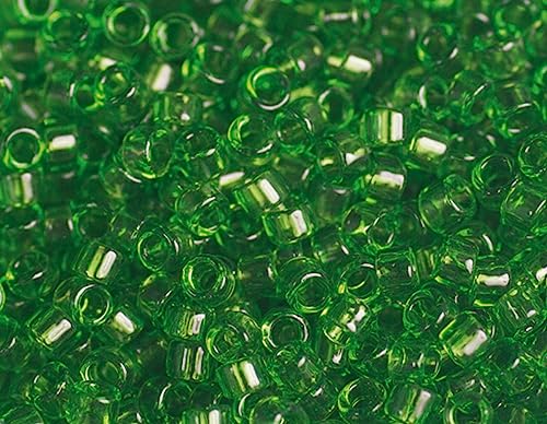 Japanische Perlen Zylinder Schatz transparent grün 3,3 mm.8/0 100 g von Toho